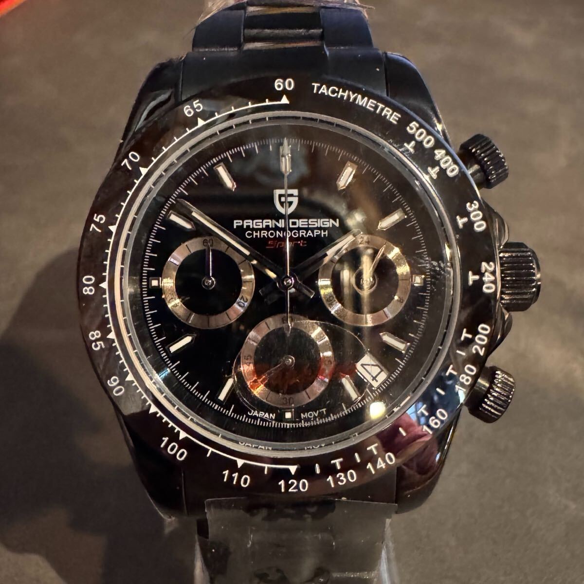 新品・送料無料 メンズ腕時計 オールブラック クロノグラフ コスモベゼル ブラックアウト 拍卖