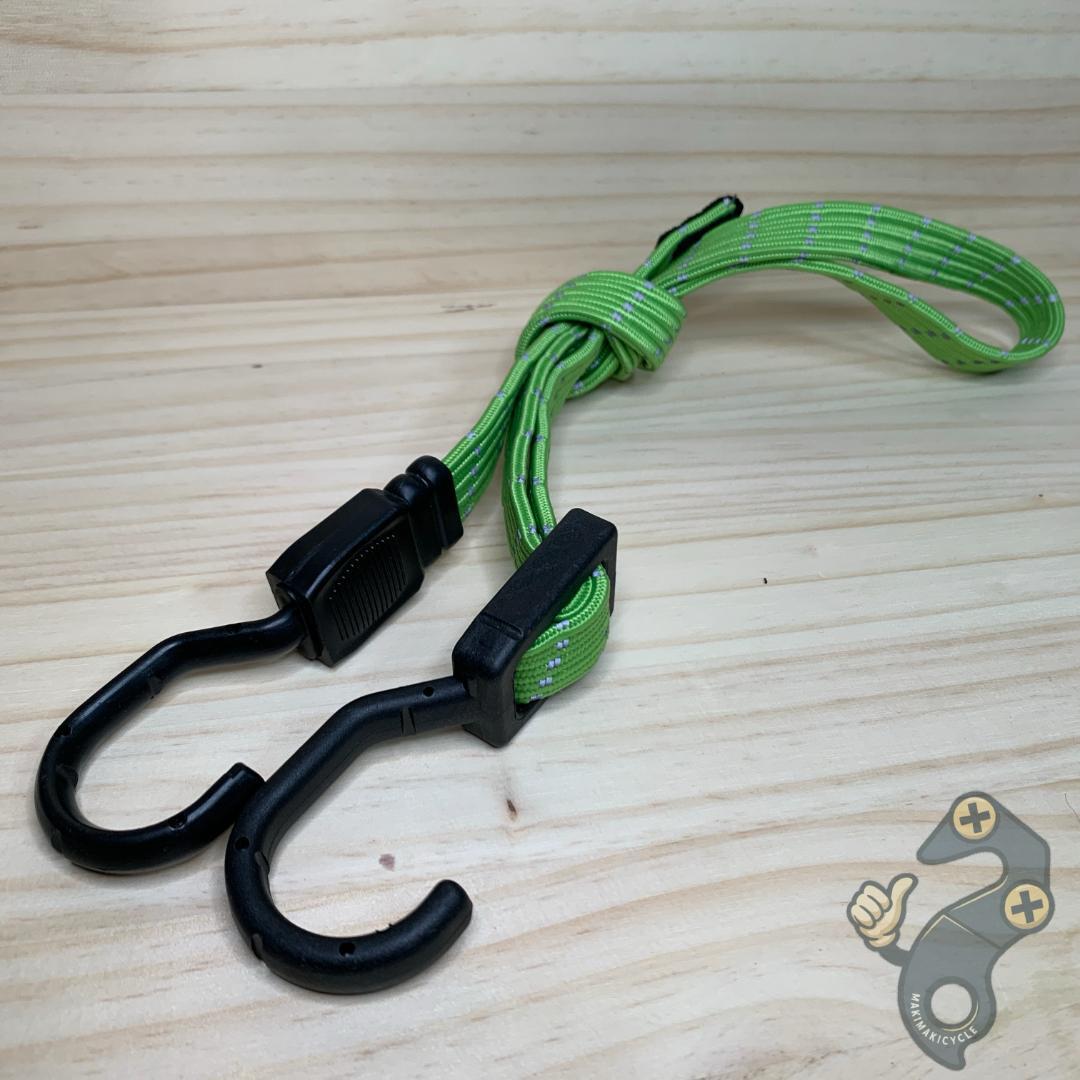 【新品】高強度 荷物用 ゴムひも 100cm 反射材付きグリーン 長さ調整可拍卖