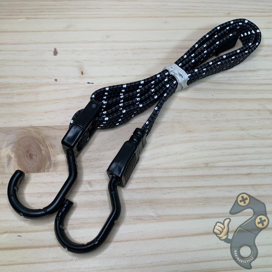 【新品】高強度 荷物用 ゴムひも 100cm 反射材付きブラック 長さ調整可拍卖