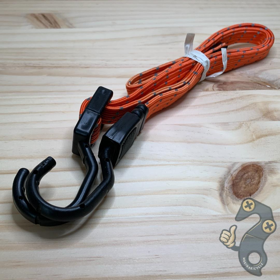 【日焼け新品】荷物用 ゴムひも 100cm 反射材付きオレンジ 長さ調整可拍卖