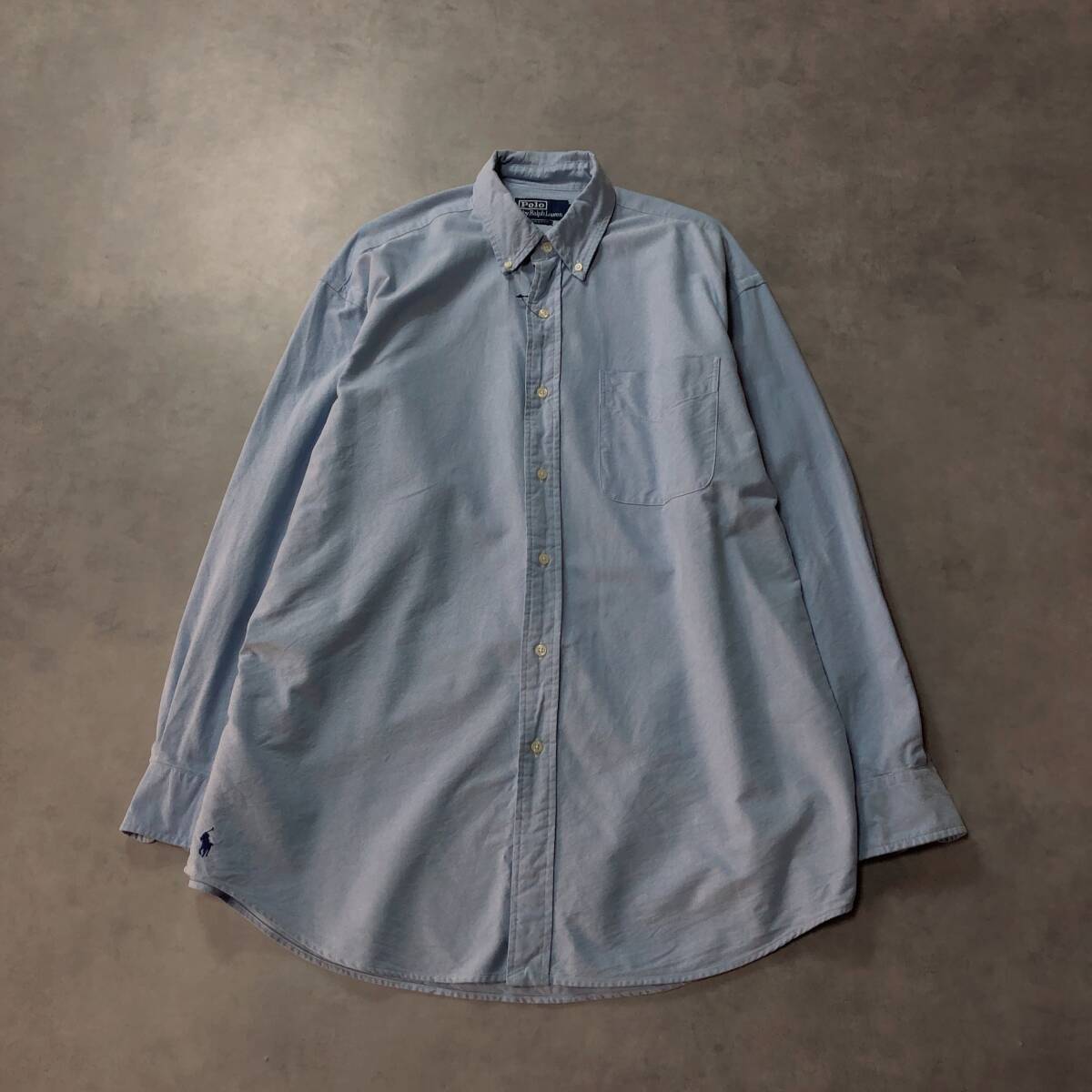 GQ3422◇Polo by Ralph Lauren : THE BIG FIT 裾ポニー オックスフォードシャツ◇M◇サックスブルー ポロラルフローレン拍卖