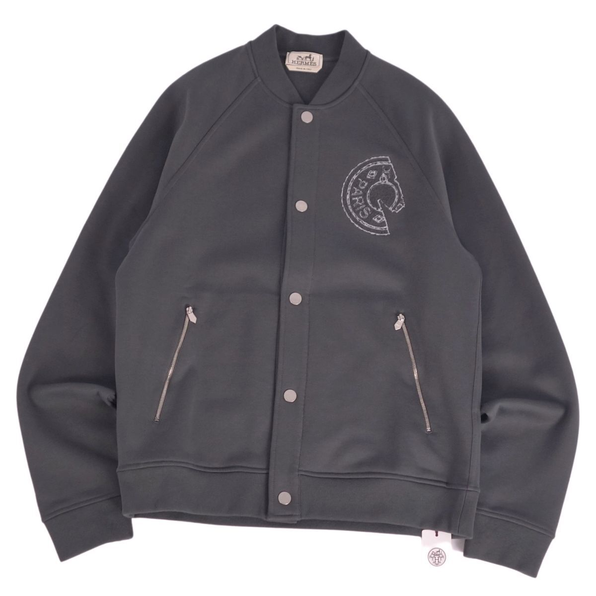 未使用 エルメス HERMES ジャケット 2025 テディブルゾン パッチ クルー ド セル コットン アウター メンズ M グレー ce08de-rm20e33100拍卖