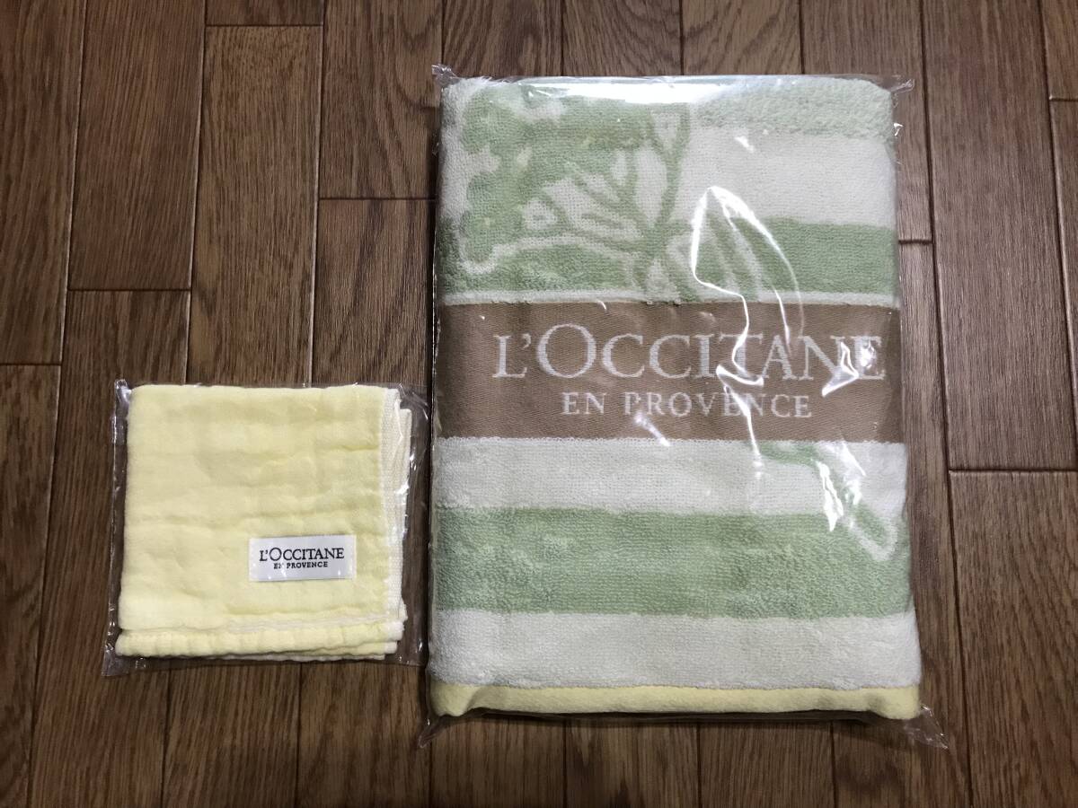 ★新品未開封★L'OCCITANE ロクシタン★プロヴァンスボーダー バスタオル&マシュマロワッフルガーゼ ハンドタオル★非売品 ノベルティ拍卖