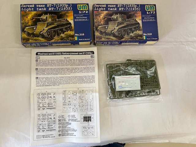 【丸-2081】内袋未開封品 ソビエト軍軽戦車 BT-7(1935年) 1/72スケール プラモデル NO.310 ウクライナ製 2個まとめ売り/(S)拍卖