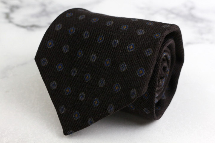 エルメネジルドゼニア ブランド ネクタイ シルク 小紋柄 総柄 ウール PO メンズ ブラック Ermenegildo Zegna拍卖