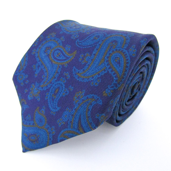 ルイジボレッリ ブランドネクタイ ペイズリー 幾何学模様 シルク 伊製 PO メンズ ネイビー LUIGI BORRELLI ナポリ一流老舗拍卖