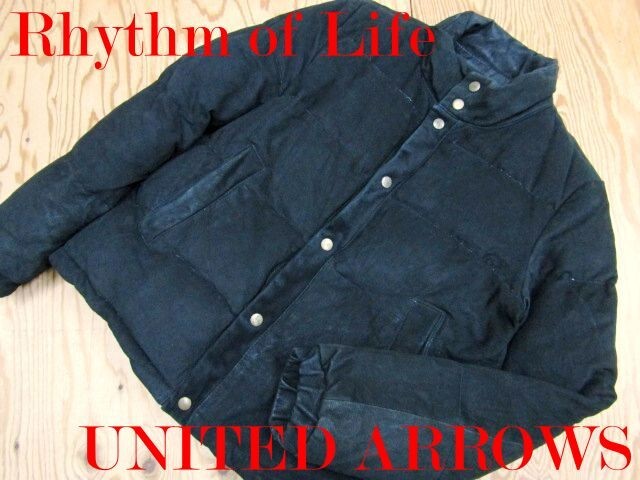 ★ユナイテッドアローズ Rhythm of Life★メンズ 羊革ラムスキン レザーダウンジャケット ブラック★R70907019A拍卖