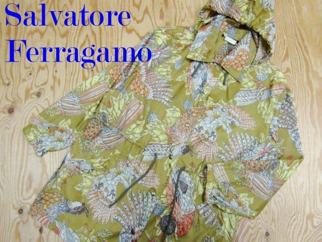 ★フェラガモ Ferragamo★レディース 総柄デザイン ステンカラーミドルコート★R70921051A拍卖