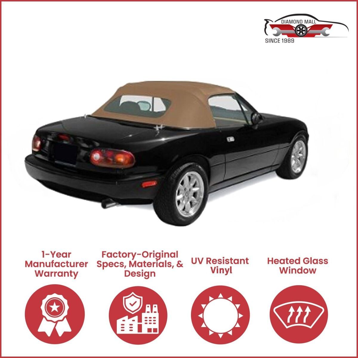 即決!マツダ ユーノス ロードスター NA NB ソフトトップ 熱線付ガラス! ベージュ NA6CE NA8C NB6C NB8C 屋根 ルーフ 幌拍卖