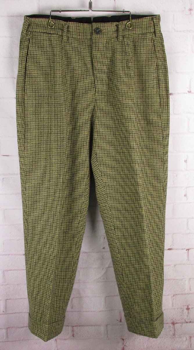 LFP21935 ENGINEERED GARMENTS エンジニアードガーメンツ ウール 千鳥格子 スラックス パンツ USA製 カーキ系 W32 美品拍卖
