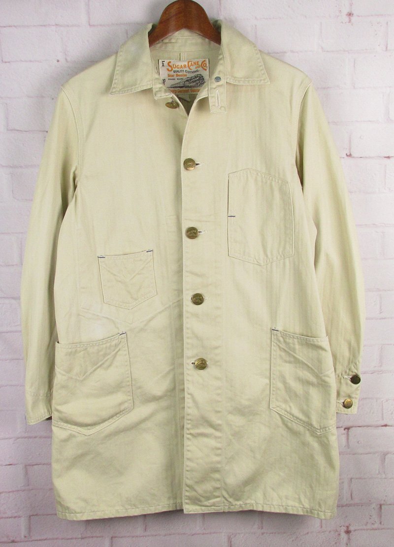 LAJ27380 東洋 SUGARCANE シュガーケーン SC12655 ヘリンボーン ワークコート ショップコート ベージュ系 36拍卖