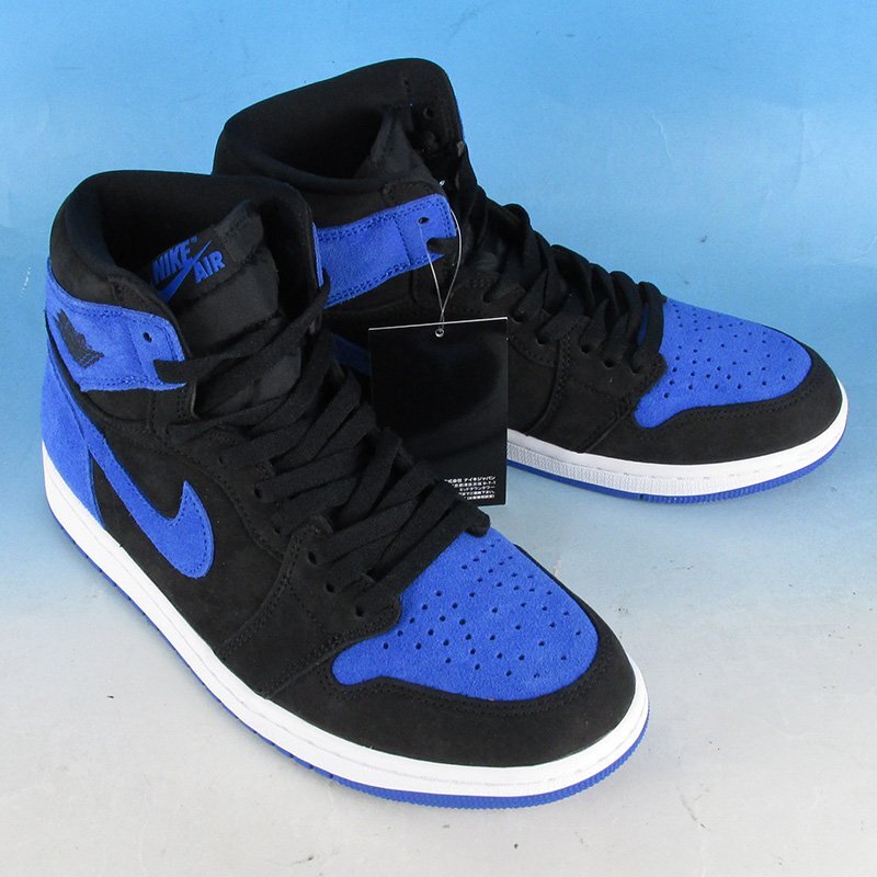 LYF16890 NIKE ナイキ エアジョーダン1 レトロ ハイ OG スニーカー DZ5485-042 ブラック/ホワイト/ロイヤルブルー US9.5/27.5cm 未使用拍卖