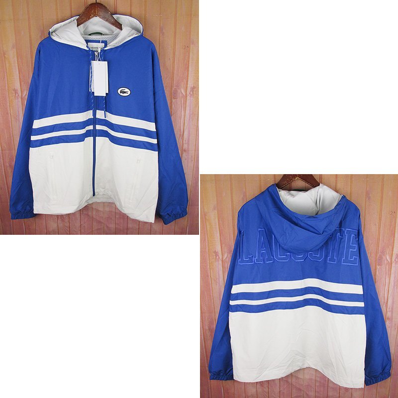LAJ27489 LACOSTE ラコステ カラーブロック 耐水 トラックジャケット BH1174 ブルー×ホワイト US M/L 未使用拍卖