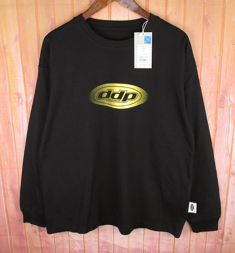 LAT9048 DDP ディーディーピー Foil Print Long Sleeve T-shirts ホイルプリント 長袖 Tシャツ A5309-211AA02 ブラック M 未使用拍卖