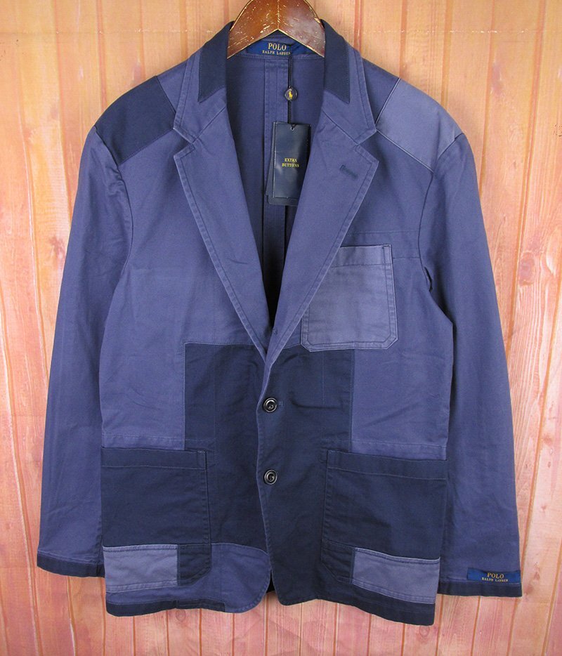 LAJ27361 POLO RALPH LAUREN ポロ ラルフローレン パッチワーク 段返り テーラードジャケット ブルー系 M 未使用拍卖