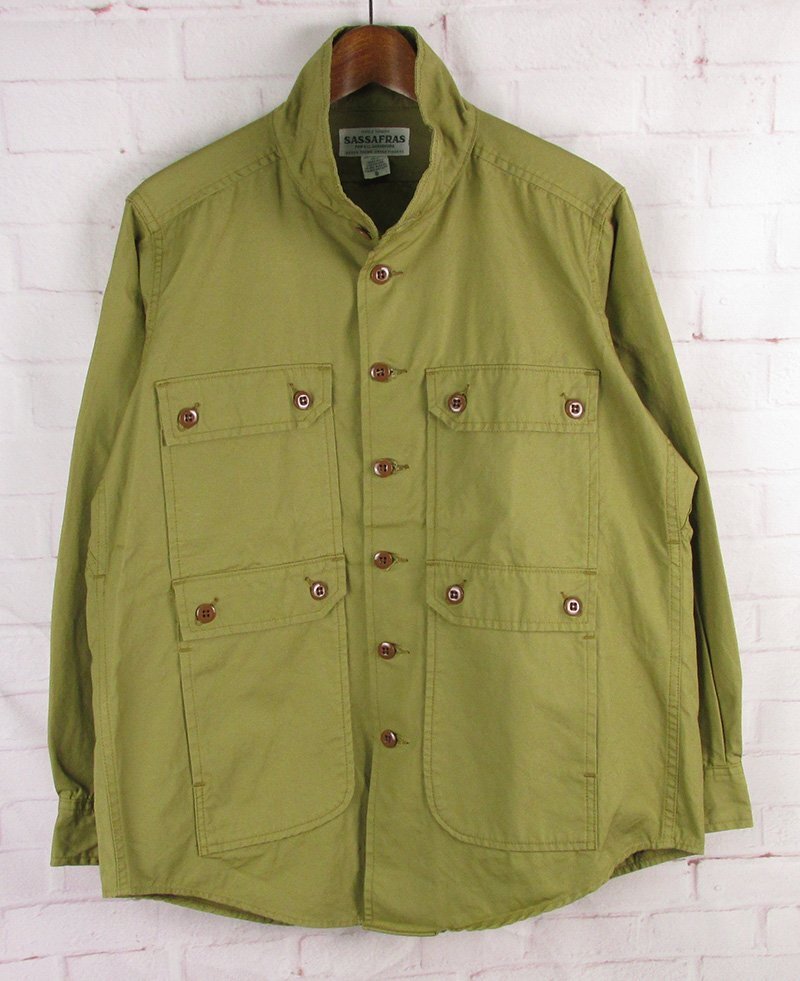 MAJ9057 SASSAFRAS ササフラス BOTANICAL EAGLE SCOUT HALF ボタニカル イーグルスカウト ハーフ シャツジャケット カーキ系 S拍卖
