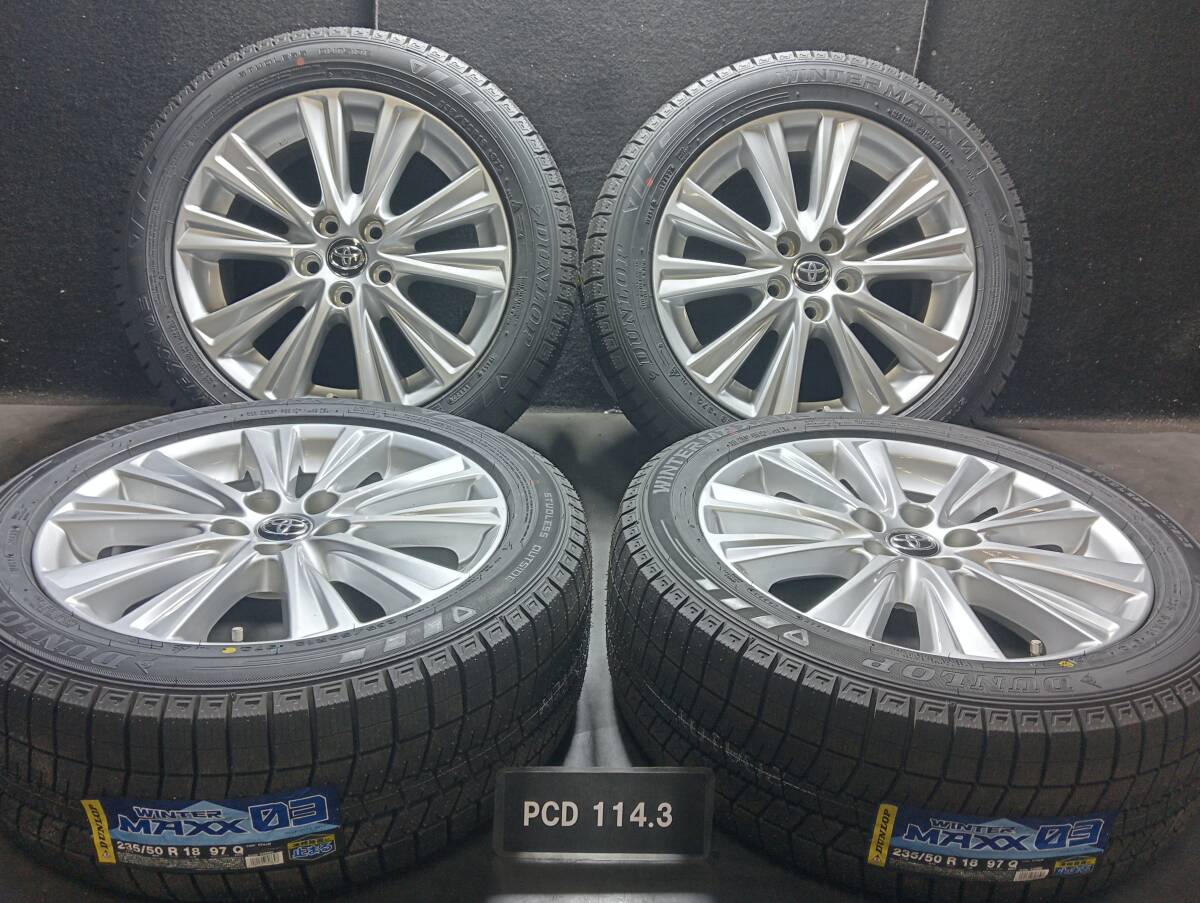 30 アルファード スタッドレス 235/50R18 新品 ダンロップ WM03 新車外し 18インチ 純正アルミ 7.5J +45 5H 114.3 未使用 ヴェルファイア拍卖