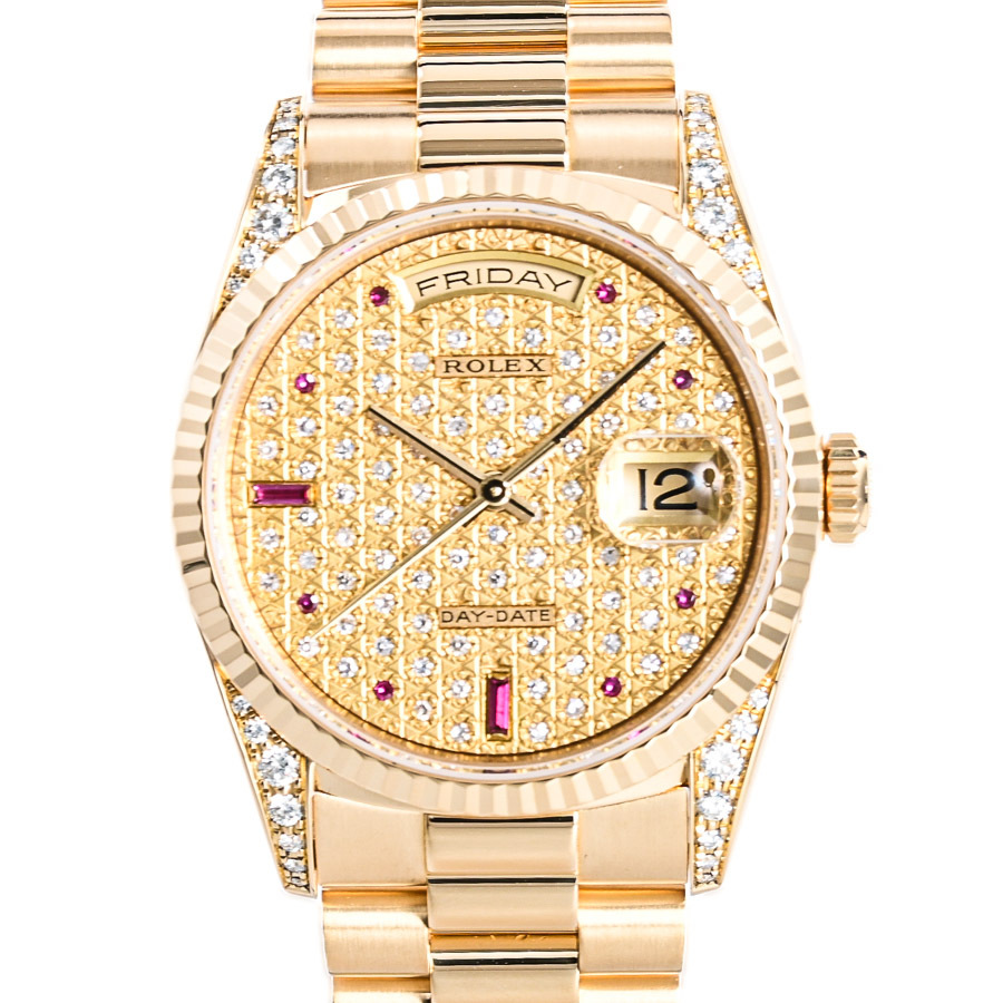 ロレックス デイデイト 腕時計 18338 W番 ゼンメンダイヤ メンズ 中古A品拍卖