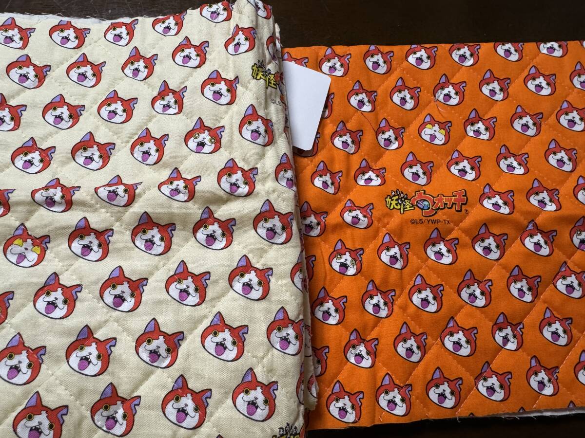 1m 妖怪ウォッチ キルティング 100×50cm×2枚 綿100% / 生地 はぎれ キルト 拍卖