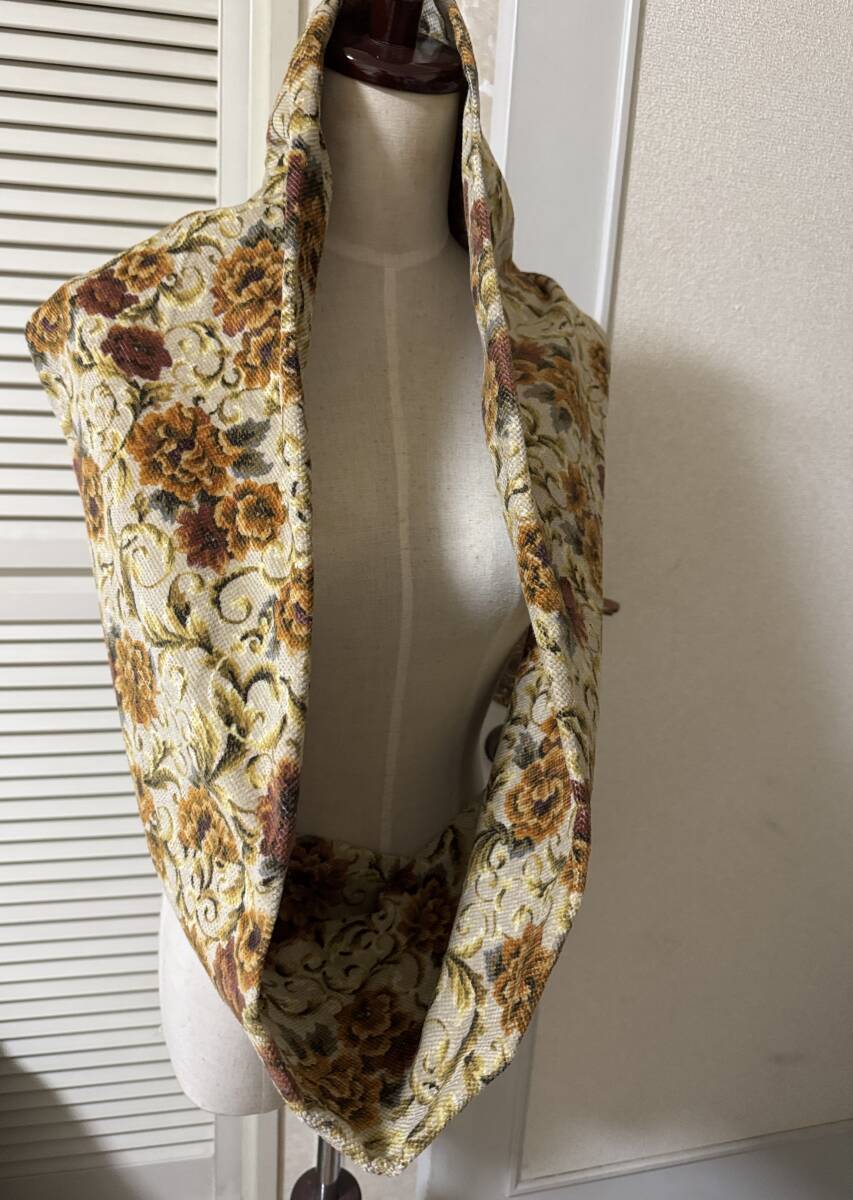 ライスコール ダブルスヌード バラ 綿100% 24×132cm / ハンドメイド ネックウォーマー マフラー 襟巻 薔薇 コーデュロイ コール天 拍卖