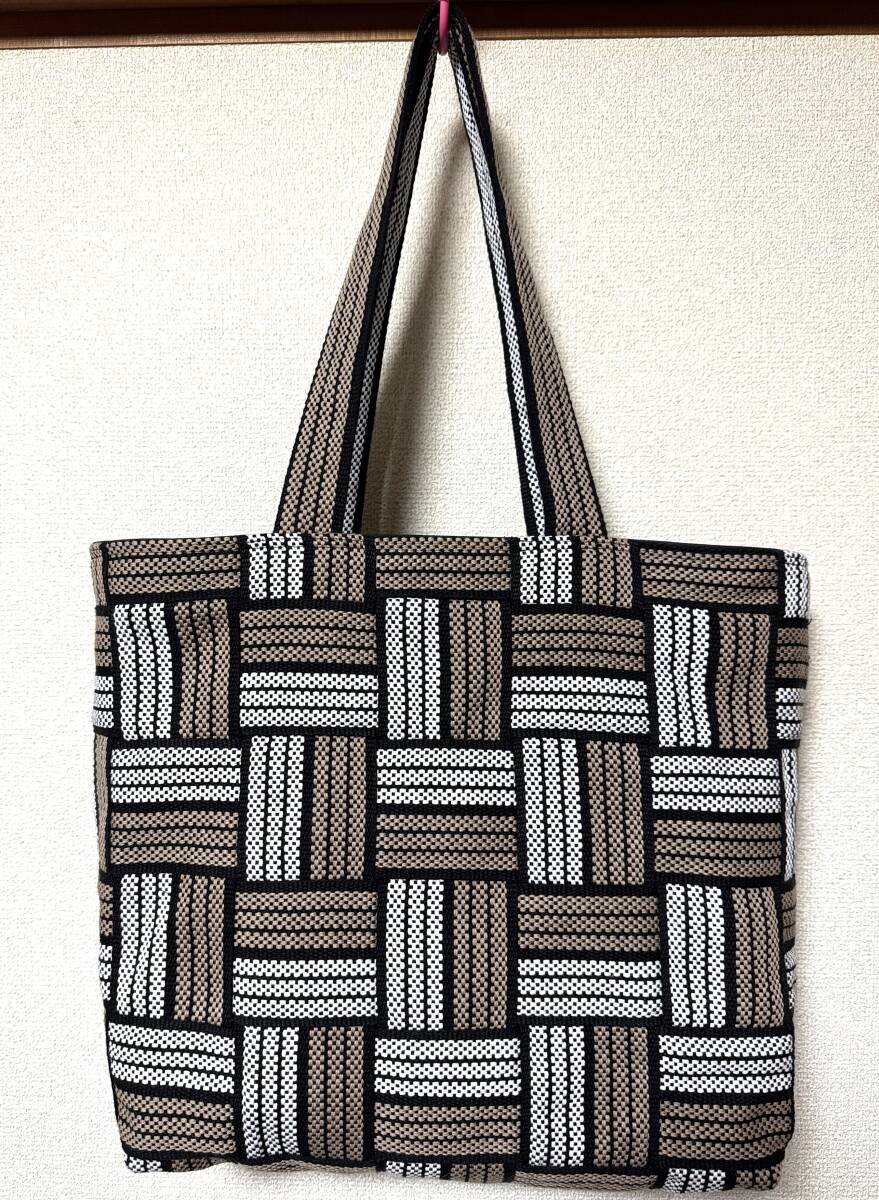 ハンドメイド 編み込み 前掛け紐×帆布 トートバッグ ファスナーポケット / 酒屋前掛け紐 和柄 ランチバッグ トートバッグ 3ポケット拍卖
