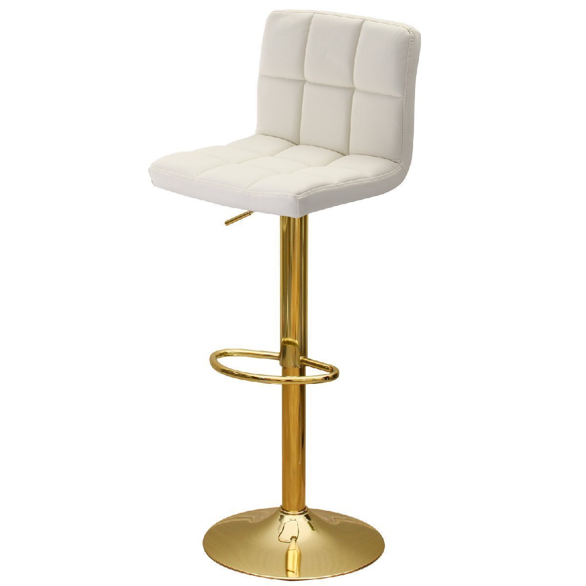 【新品】 1脚 昇降式 カウンターチェア WY-451-L ゴールド脚 ホワイト バーチェアー ハイチェア 可愛い おしゃれ 豪華タイプ 背もたれ付き拍卖