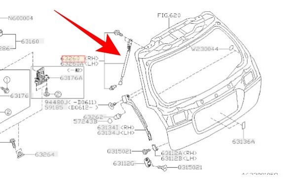 ★新品★ スバル純正 SUBARU レガシィB13 リアゲートダンパー 右側 RH 運転席拍卖