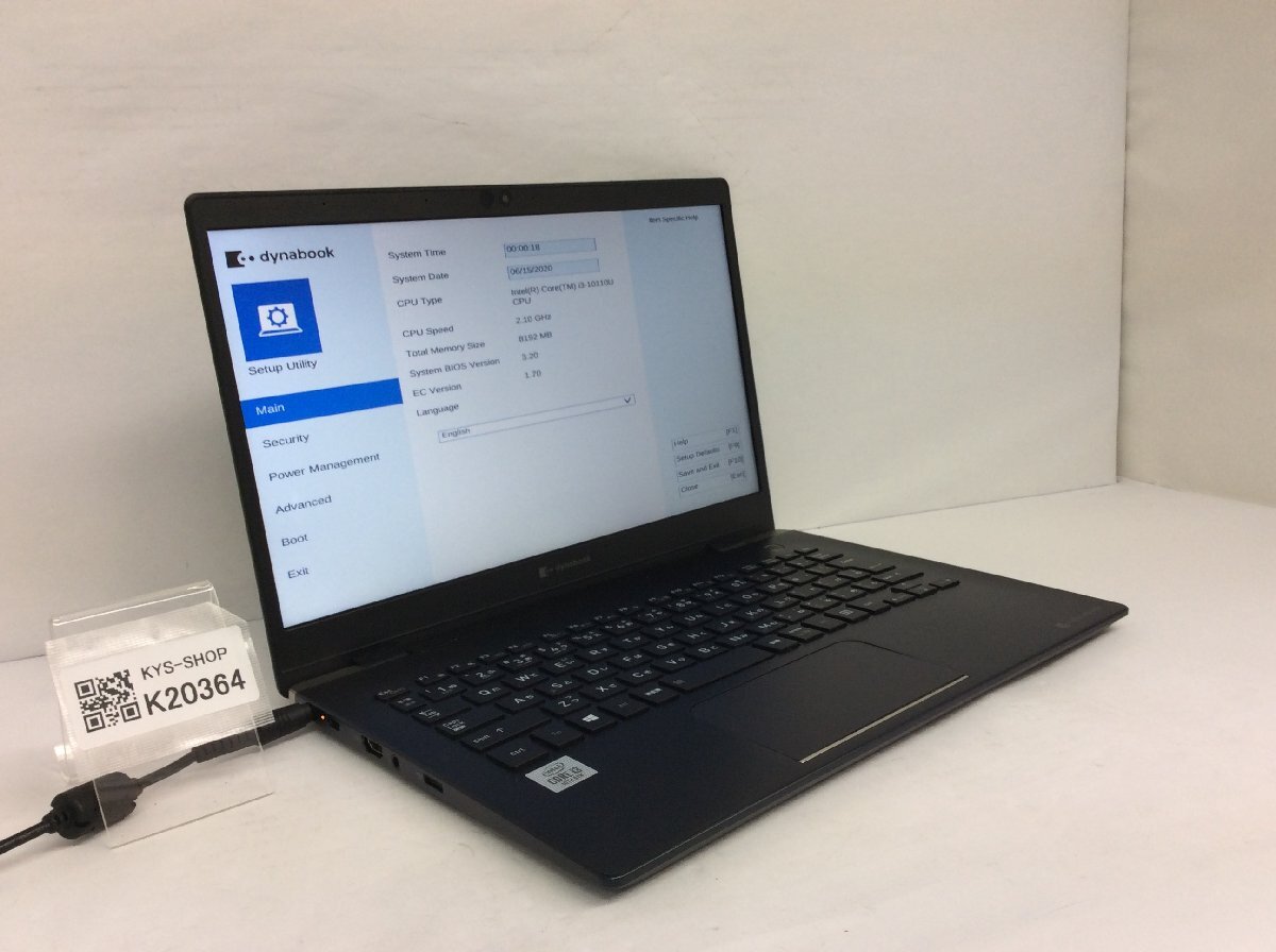 ジャンク/ TOSHIBA G83/FP Intel Core i3-10110U メモリ8GB ストレージ無し 【K20364】拍卖