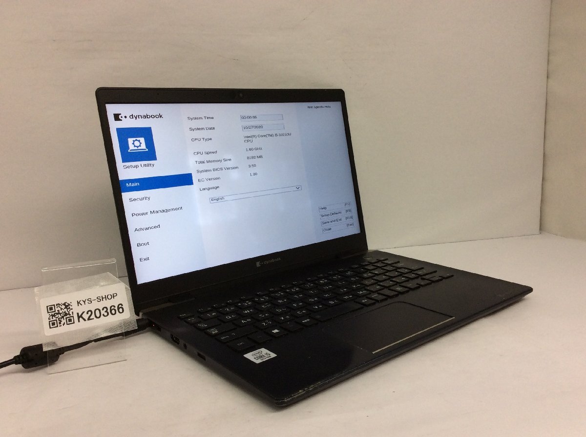 ジャンク/ TOSHIBA G83/FR Intel Core i5-10210U メモリ8GB ストレージ無し 【K20366】拍卖