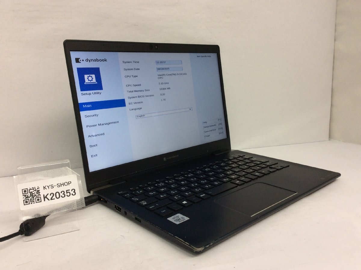 ジャンク/ TOSHIBA G83/FP Intel Core i3-10110U メモリ16GB ストレージ無し 【K20353】拍卖