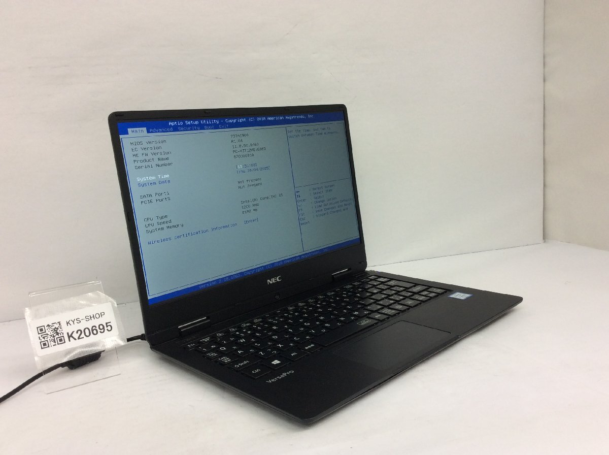 ジャンク/ NEC PC-VJT12HG76363 Intel Core i5-7Y54 メモリ8.19GB ストレージ無し 【K20695】拍卖