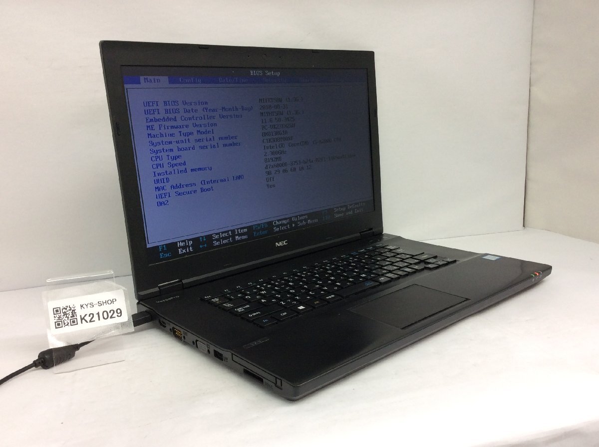ジャンク/ NEC PC-VK23TXZGU Intel Core i5-6200U メモリ8.19GB ストレージ無し 【K21029】拍卖