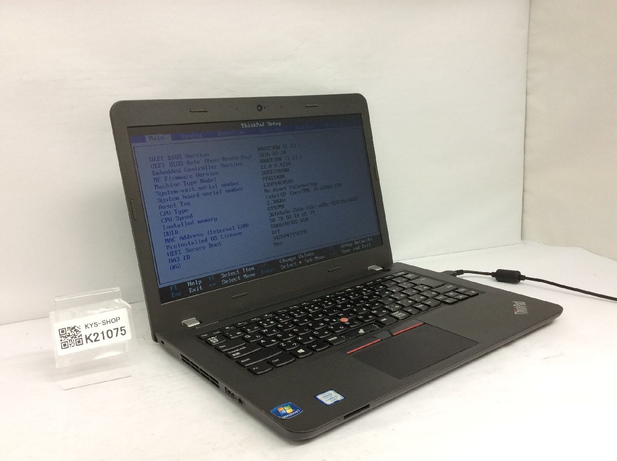 ジャンク/ LENOVO 20ETCTO1WW ThinkPad E460 Intel Core i5-6200U メモリ8.19GB HDD500.1GB 【K21075】拍卖