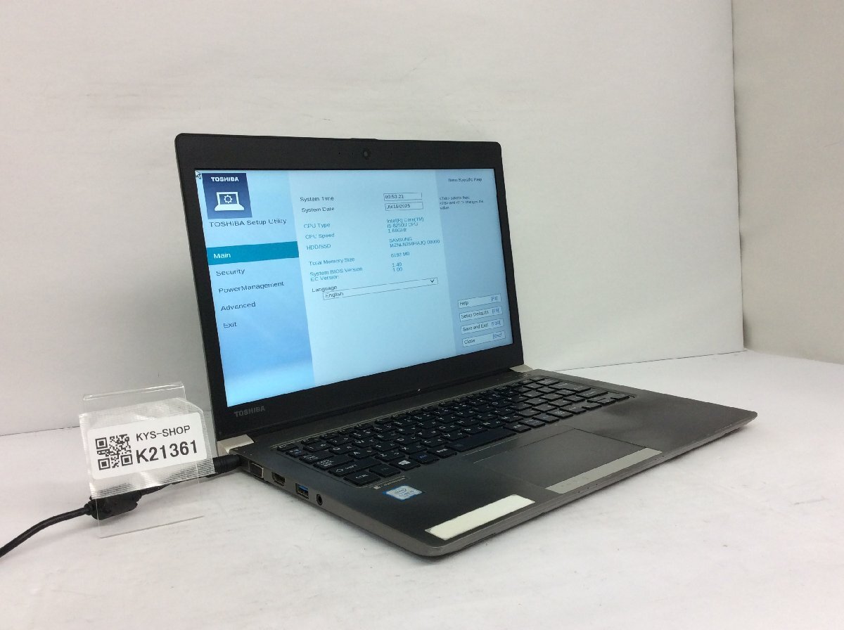 ジャンク/ TOSHIBA dynabook R63/J PR63JTC4447AD11 Intel Core i5-8250U メモリ8.19GB SSD256.06GB 【K21361】拍卖