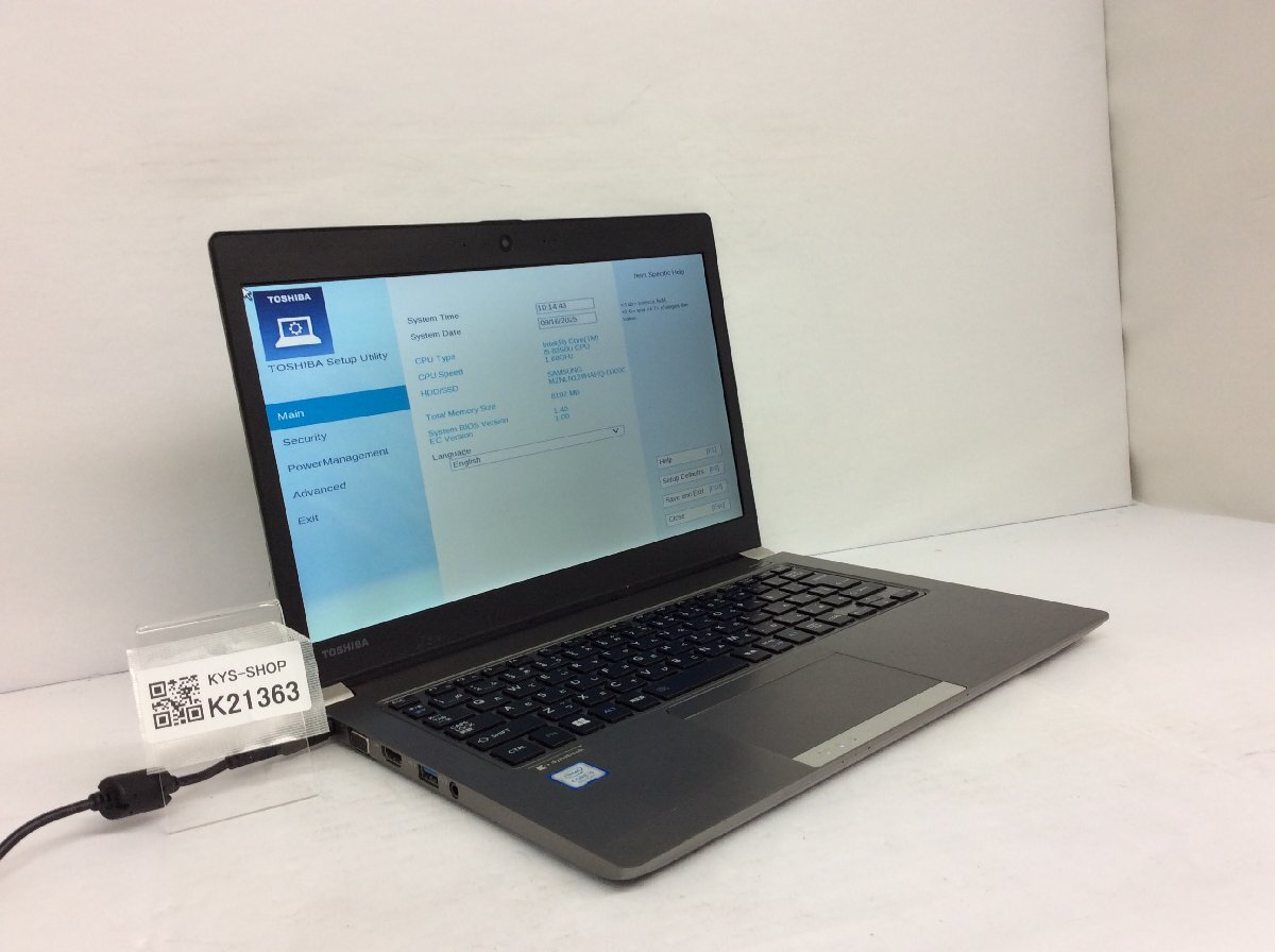 ジャンク/ TOSHIBA dynabook R63/J PR63JTA4347AD11 Intel Core i5-8250U メモリ8.19GB SSD128.03GB 【K21363】拍卖