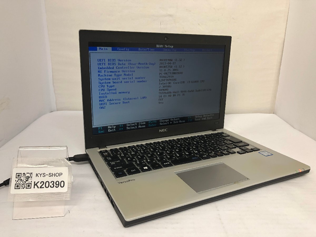 ジャンク/ NEC PC-VK23LBRG9UAY Intel Core i3-6100U メモリ4.1GB ストレージ無し 【K20390】拍卖