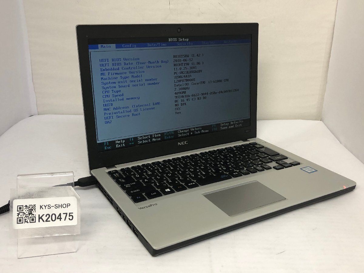 ジャンク/ NEC PC-VK23LBRG6UBY Intel Core i3-6100U メモリ4.1GB ストレージ無し 【K20475】拍卖