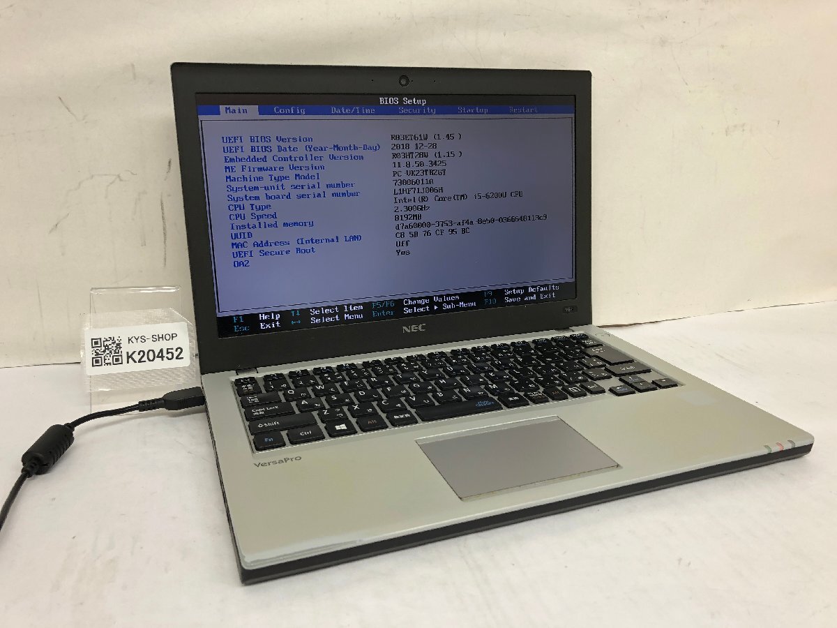 ジャンク/ NEC PC-VK23TBZGT Intel Core i5-6200U メモリ8.19GB ストレージ無し 【K20452】拍卖
