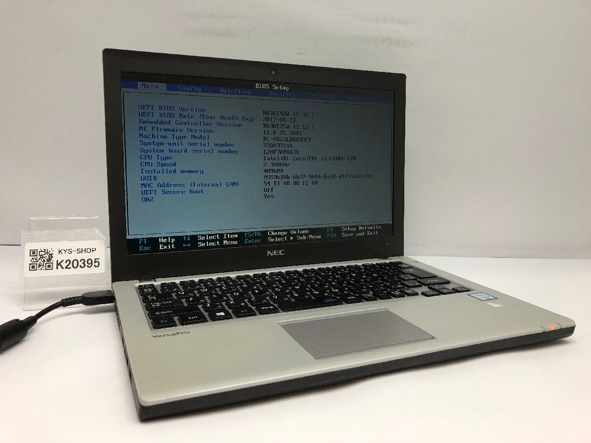 ジャンク/ NEC PC-VK23LBRG9UCY Intel Core i3-6100U メモリ4.1GB ストレージ無し 【K20395】拍卖