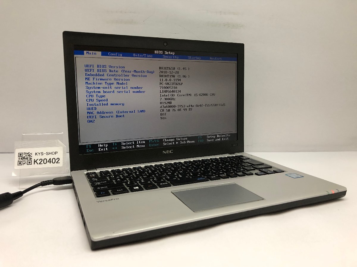 ジャンク/ NEC PC-VK23TBZGP Intel Core i5-6200U メモリ8.19GB ストレージ無し 【K20402】拍卖