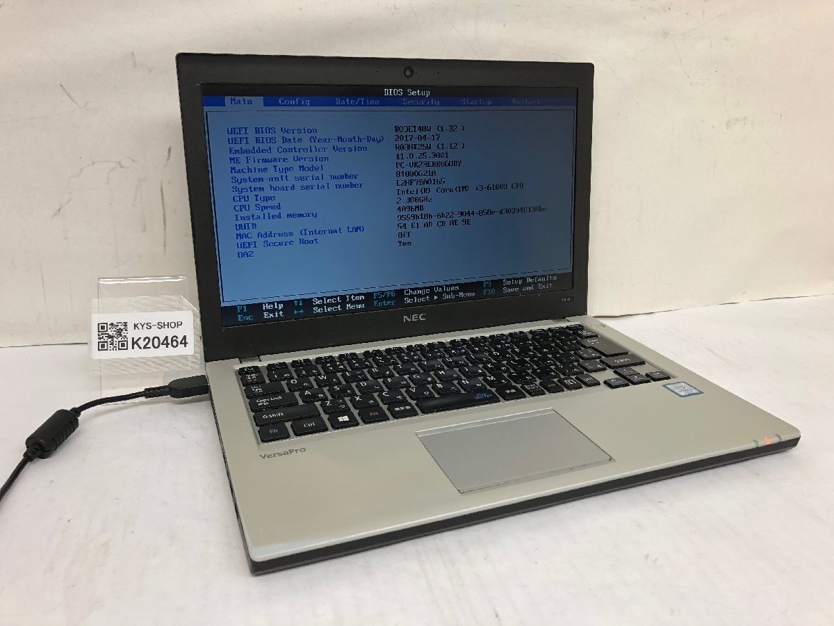 ジャンク/ NEC PC-VK23LBRG6UBY Intel Core i3-6100U メモリ4.1GB ストレージ無し 【K20464】拍卖
