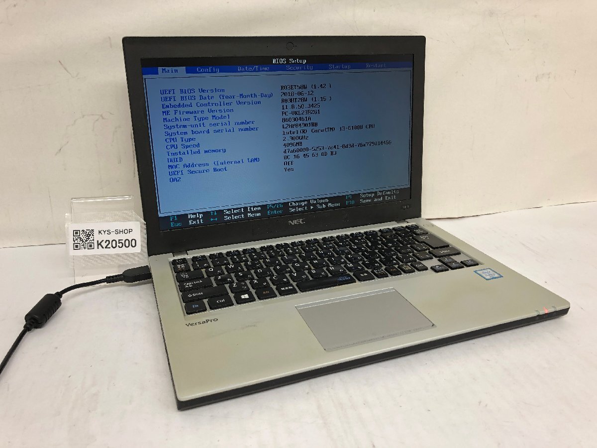 ジャンク/ NEC PC-VKL23BZG1 Intel Core i3-6100U メモリ4.1GB ストレージ無し 【K20500】拍卖