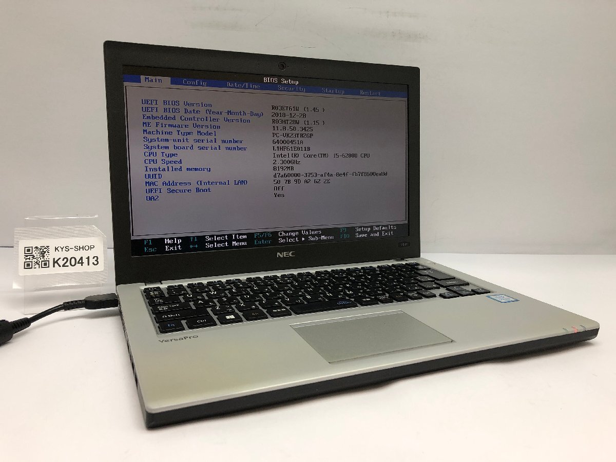 ジャンク/ NEC PC-VK23TBZGP Intel Core i5-6200U メモリ8.19GB ストレージ無し 【K20413】拍卖