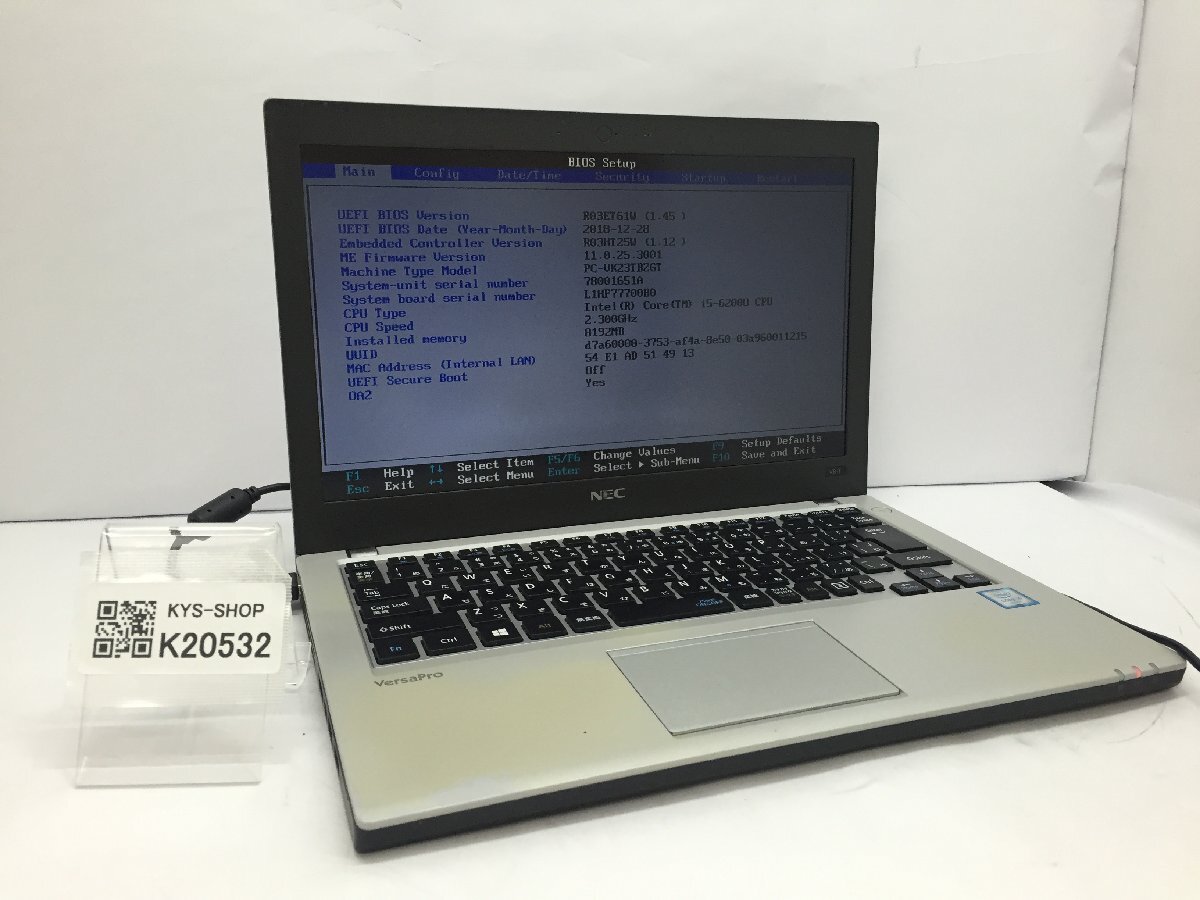 ジャンク/ NEC PC-VK23TBZGT Intel Core i5-6200U メモリ8.19GB ストレージ無し 【K20532】拍卖