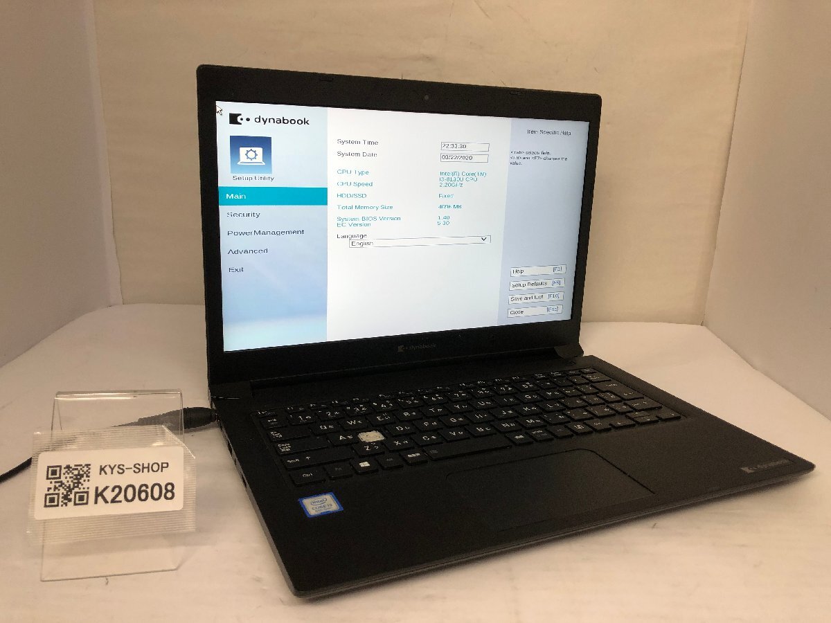 ジャンク/ TOSHIBA dynabook S73/DP A6S3DPG47512 Intel Core i3-8130U メモリ4.1GB ストレージ無し 【K20608】拍卖