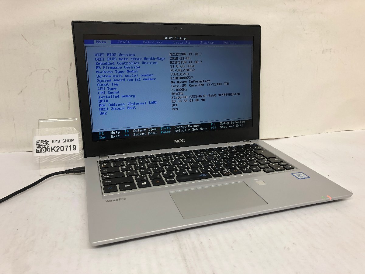 ジャンク/ NEC PC-VKL27BZG2 Intel Core i3-7130U メモリ4.1GB ストレージ無し 【K20719】拍卖