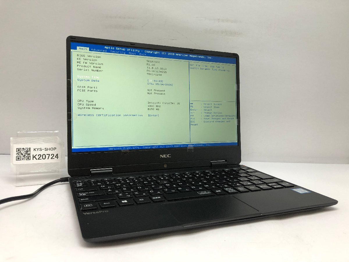 ジャンク/ NEC PC-VKT13HZG5 Intel Core i5-8200Y メモリ8.19GB ストレージ無し 【K20724】拍卖