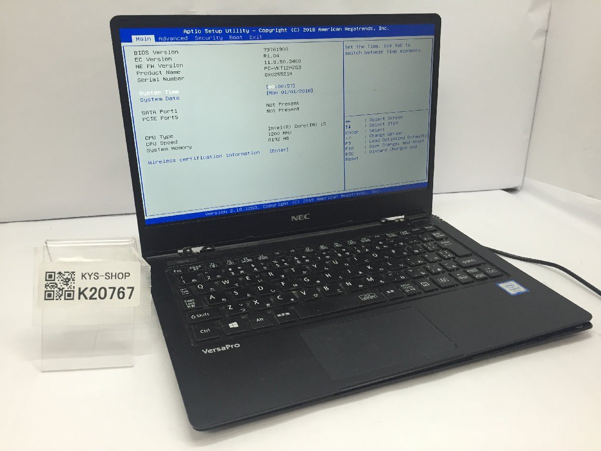 ジャンク/ NEC PC-VKT12HZG3 Intel Core i5-7Y54 メモリ8.19GB ストレージ無し 【K20767】拍卖