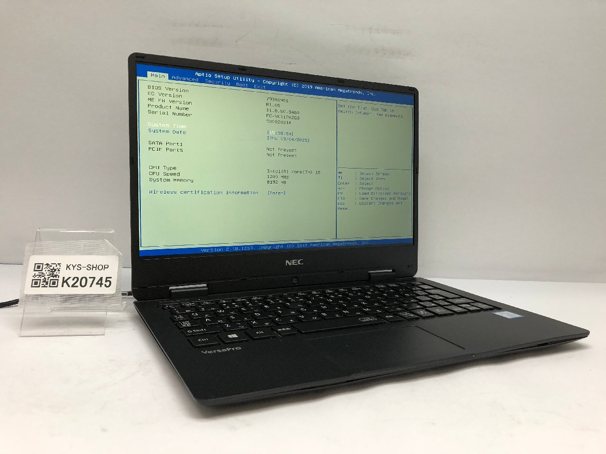 ジャンク/ NEC PC-VKT12HZG3 Intel Core i5-7Y54 メモリ8.19GB ストレージ無し 【K20745】拍卖