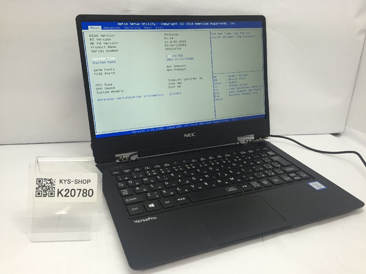 ジャンク/ NEC PC-VKT12HZG3 Intel Core i5-7Y54 メモリ8.19GB ストレージ無し 【K20780】拍卖